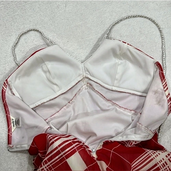 Studio Y Women's Red & White Chiffon Layered Halter Top, Adjustable Strap, SMALL - Picture 6 of 11